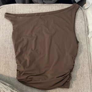 Brown One-Shoulder Top